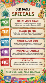 Yellow Joyful Weekly Specials Menu Instagram Story template