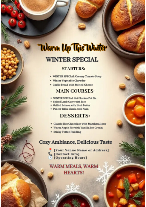 Copy of Yellow Joyful Winter Menu A1 | PosterMyWall
