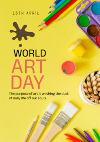 Yellow Joyful World Art Day A4 template