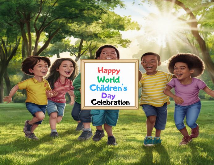 Yellow Joyful World Children's Day Celebratio Template | PosterMyWall