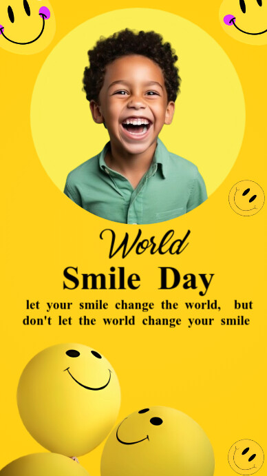 Yellow Joyful World Smile Day Instagram Story Template | PosterMyWall