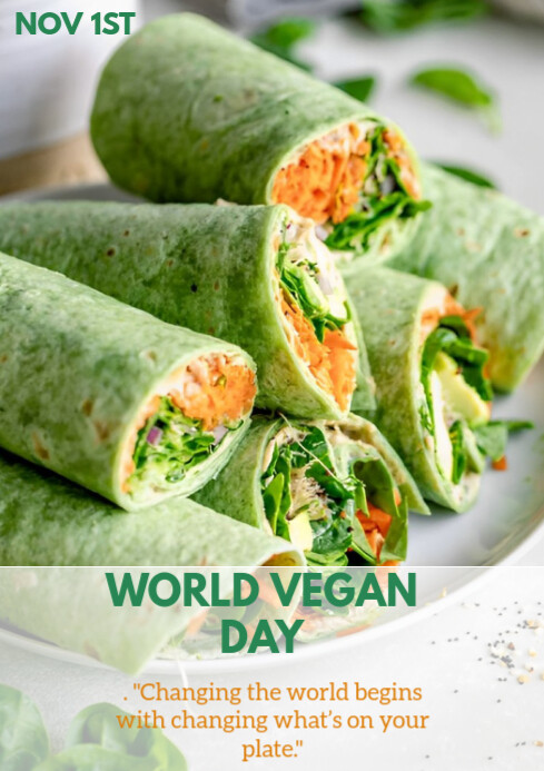 Yellow Joyful World Vegan Day A4 Template | PosterMyWall