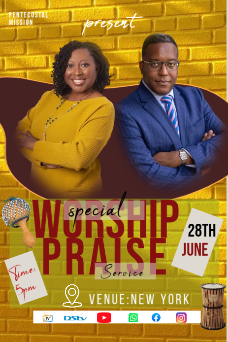 Yellow Joyful Worship Event Pinterest Graphic Template | PosterMyWall