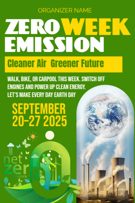 Yellow Joyful Zero Emission Week Poster Template | PosterMyWall