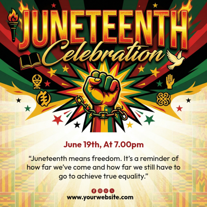 Yellow Juneteenth Celebration Instagram Post Template | PosterMyWall