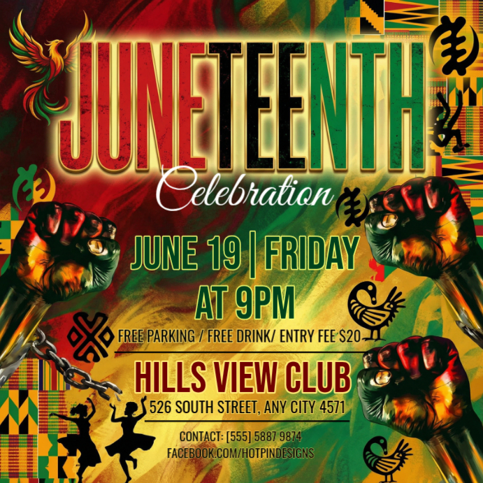 Juneteenth Post Design Yellow Juneteenth Celebration Instagram Post Template | PosterMyWall