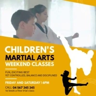 Yellow Karate Classes Ad Square Video Carré (1:1) template