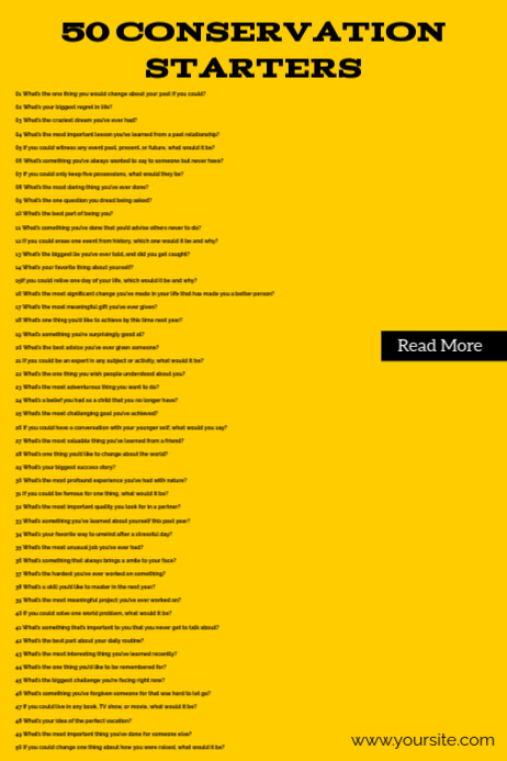Yellow List-based 50 Conservation Starters Ideats Template Poster Plakkaat