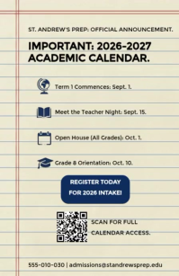 Yellow List-based Academic Calendar Announcement Tabloid Video template