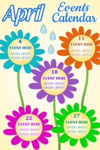 Yellow List-Based April Calendar Poster template