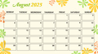 Yellow List-based August Calendar  Presentation (16:9) template