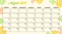 Yellow List-based August Calendar  Presentation (16:9) template
