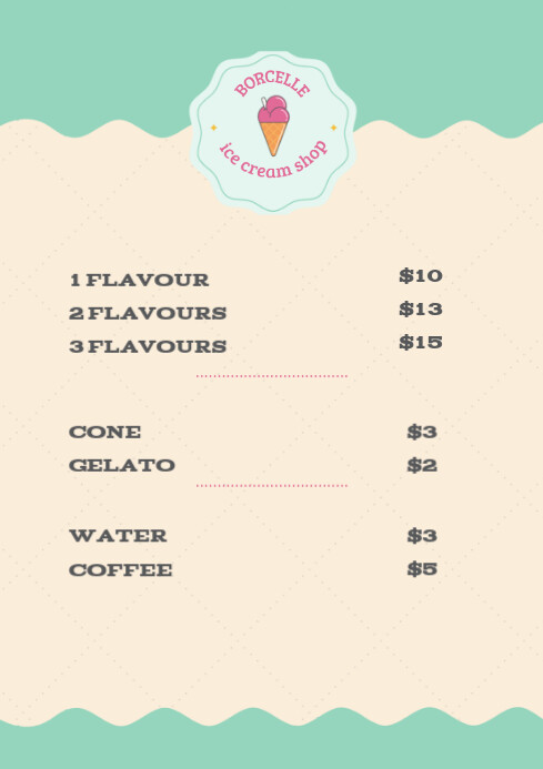 Yellow List-based Beige Modern Ice Cream Shop - Menu A4 template