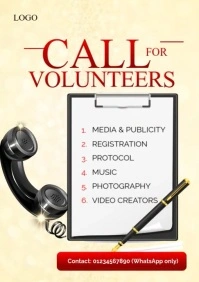Yellow List-based Call For Volunteers Church Poster A3 template