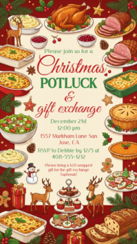 Yellow List-based Christmas Potluck And Gift Exchange Instagram Story template