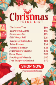 White List-based Christmas Price List Poster Template | PosterMyWall