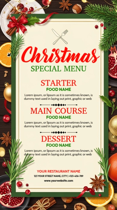 Yellow List-based Christmas Special Menu Instagram Story Template ...