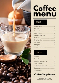 Yellow List-based Coffee Menu A4 template