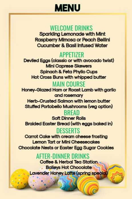 Yellow List-based Easter Menu  Poster template