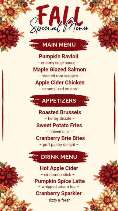 Yellow List-based Fall Special Menu Instagram Story Indaba yaku-Instagram template