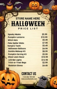 Yellow List-based Halloween Prices List Tabloid template