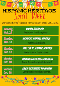 Yellow List-based Hispanic Heritage Spirit Week A4 template
