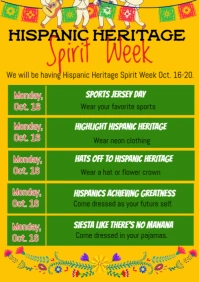 Yellow List-based Hispanic Heritage Spirit Week A4 template