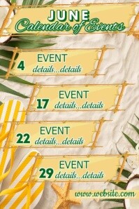 Yellow List-Based June Calendar Poster template