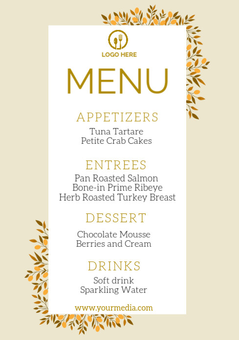 Modèle Yellow List-based Menu A2 | PosterMyWall
