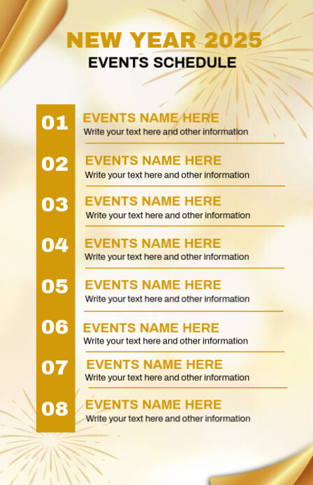 Yellow List-based New Year 2025 Schedule Template Tabloid