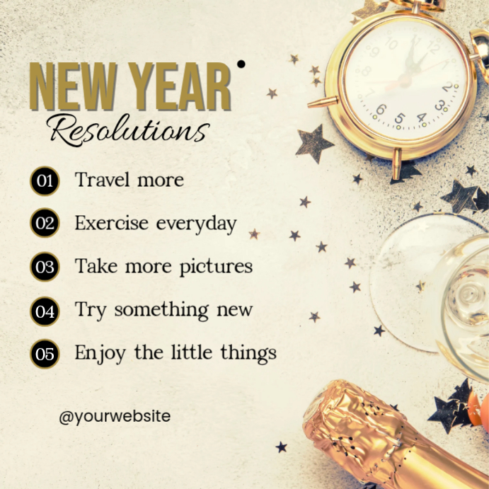 Yellow List-based New Year Resolutions List Instagram Post Template ...