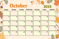 Yellow List-based October Calendar  Poster template
