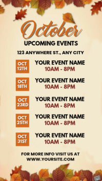 Yellow October Events Schedule Instagram Story Template