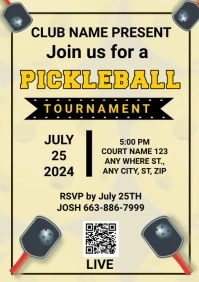 Yellow List-based Pickleball Tournament Flyer A4 template