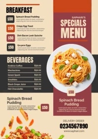 Yellow List-based Specials Restaurant Menu Offer A3 template