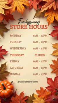 Kuning Thanksgiving Store Hours เรื่องราวบน Instagram Template