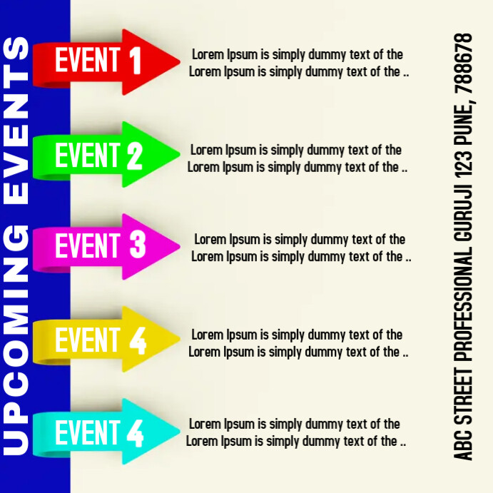Yellow List-based Upcoming Event  Square (1:1) template