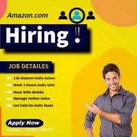 Yellow List-based We Are Hiring  Logo template