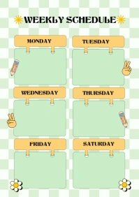 Yellow List-based Weekly Schedule  A4 template