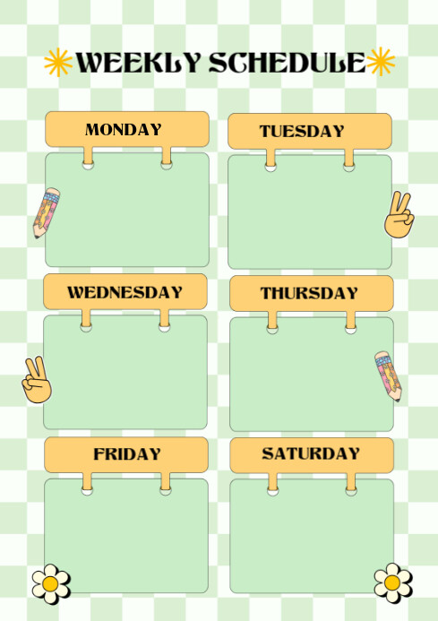 Yellow List-based Weekly Schedule  A4 template