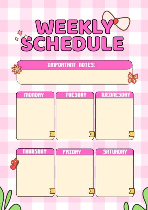Yellow List-based Weekly Schedule  A4 template