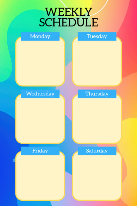 Yellow List-based Weekly Schedule Poster Plakat template