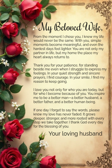 Copy of Yellow Love Letter to Wife Poster | PosterMyWall