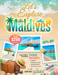 Yellow Maldives Travel Package Flyer Løbeseddel (US Letter) template
