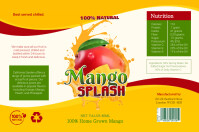 Yellow mango juice bottle label template
