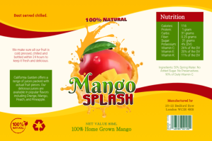 Yellow mango juice bottle label Tatak template