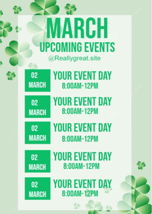 Yellow March Event Schedule A6 Template | PosterMyWall