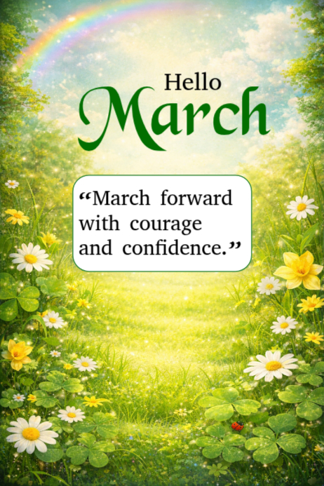 Yellow March Greeting Poster Template | PosterMyWall