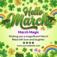 Yellow March Greetings Instagram Post Instagram-opslag template