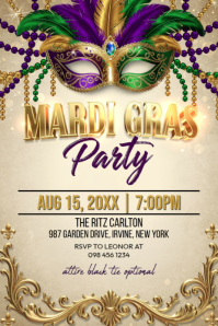 Yellow Mardi Gras Party Pinterest-Grafik Template